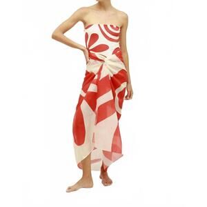 NEW CALA DE LA CRUZ luana sarong in red and white